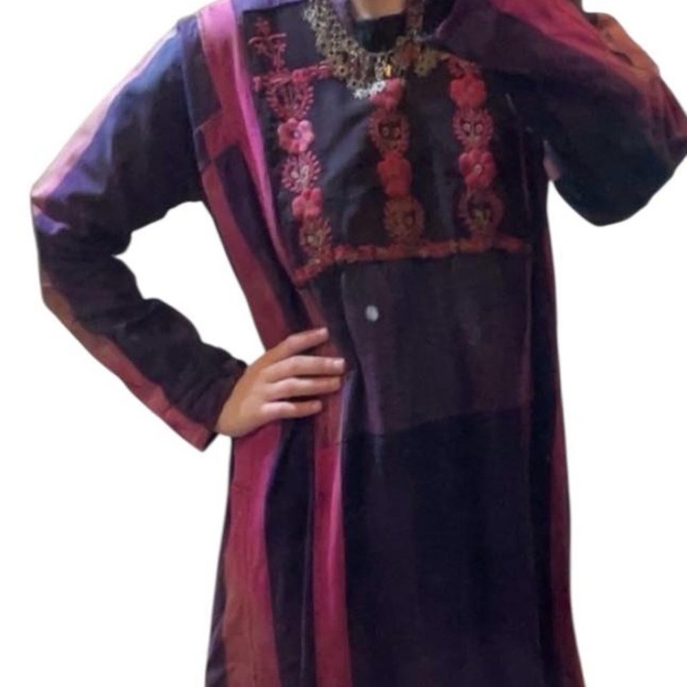 Vintage Antique Patchwork Palestinian Gaza Embroidered Kaftan